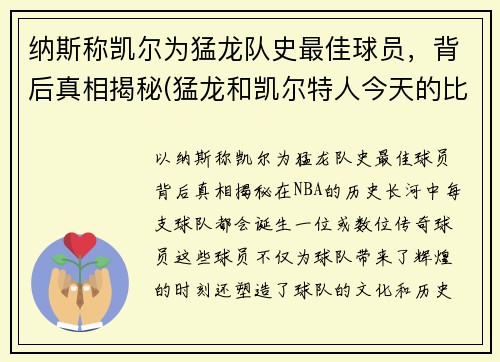 纳斯称凯尔为猛龙队史最佳球员，背后真相揭秘(猛龙和凯尔特人今天的比赛视频)